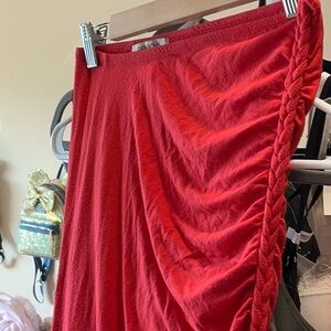 Red Skirt with Braided Detail